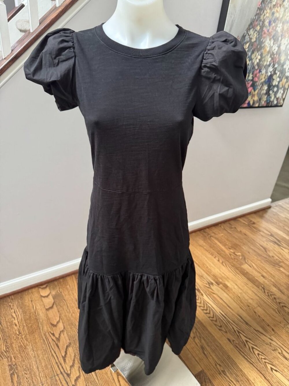 Nation LTD Etoile Bubble Hem Combo Midi Dress Black Size Small